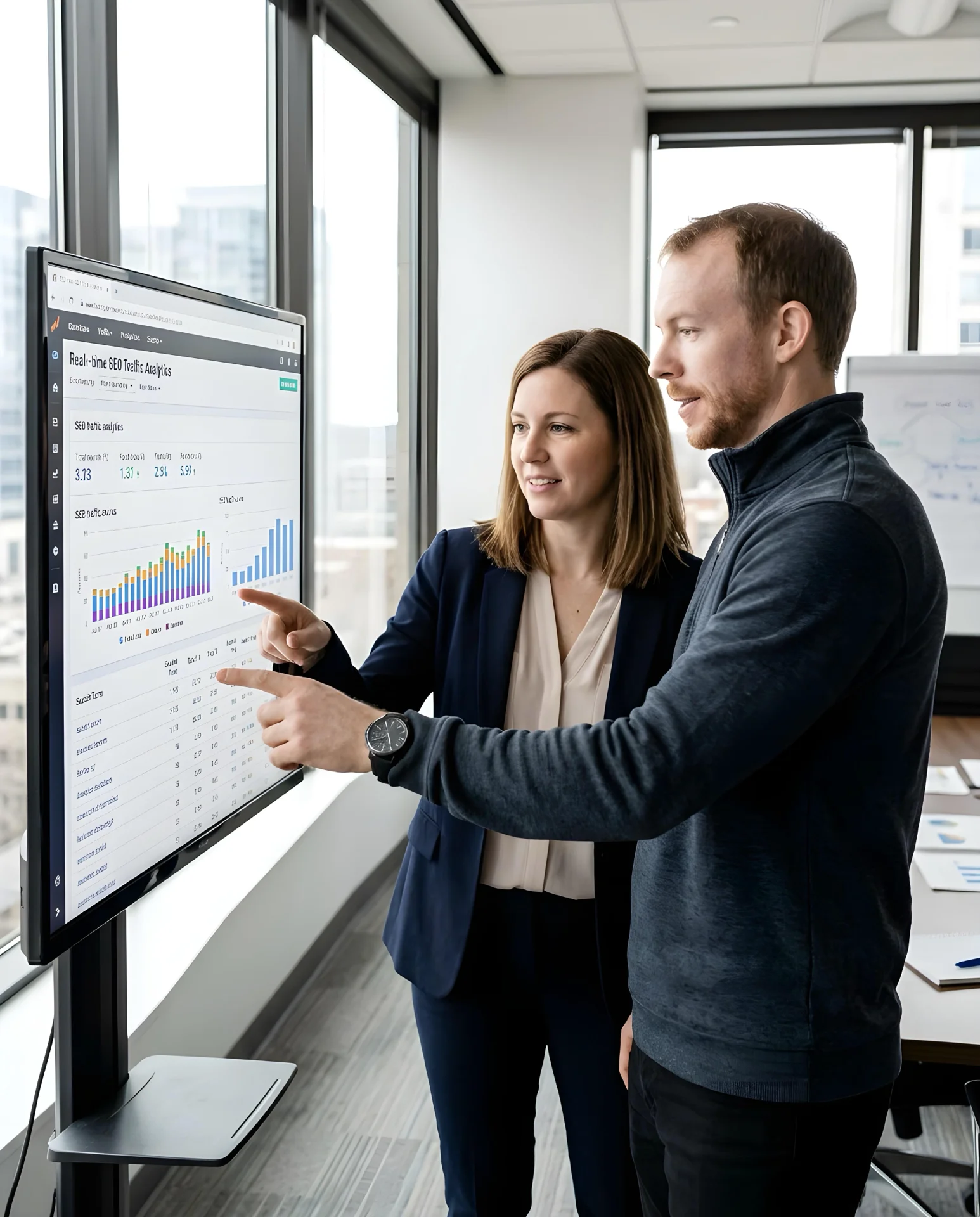 spokane seo expert helping a client review data